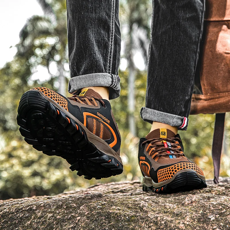 Męskie oddychające buty turystyczne Outdoor Trail Trainers sznurowane buty wspinaczkowe antypoślizgowe trampki trekkingowe buty taktyczne myśliwskie