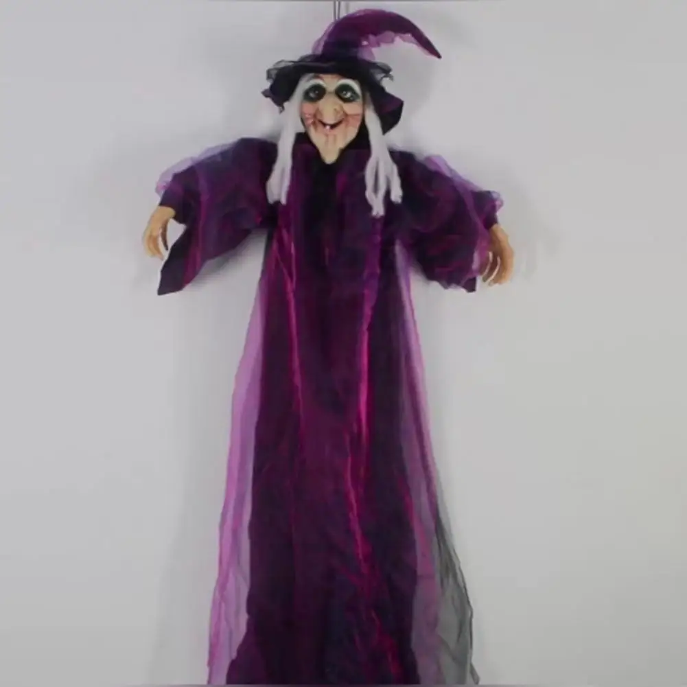 Witch with Glowing Eyes Spooky Halloween Flying Witch Decorations for Outdoor Yard Garden Screaming Witch Statue with for Indoor
