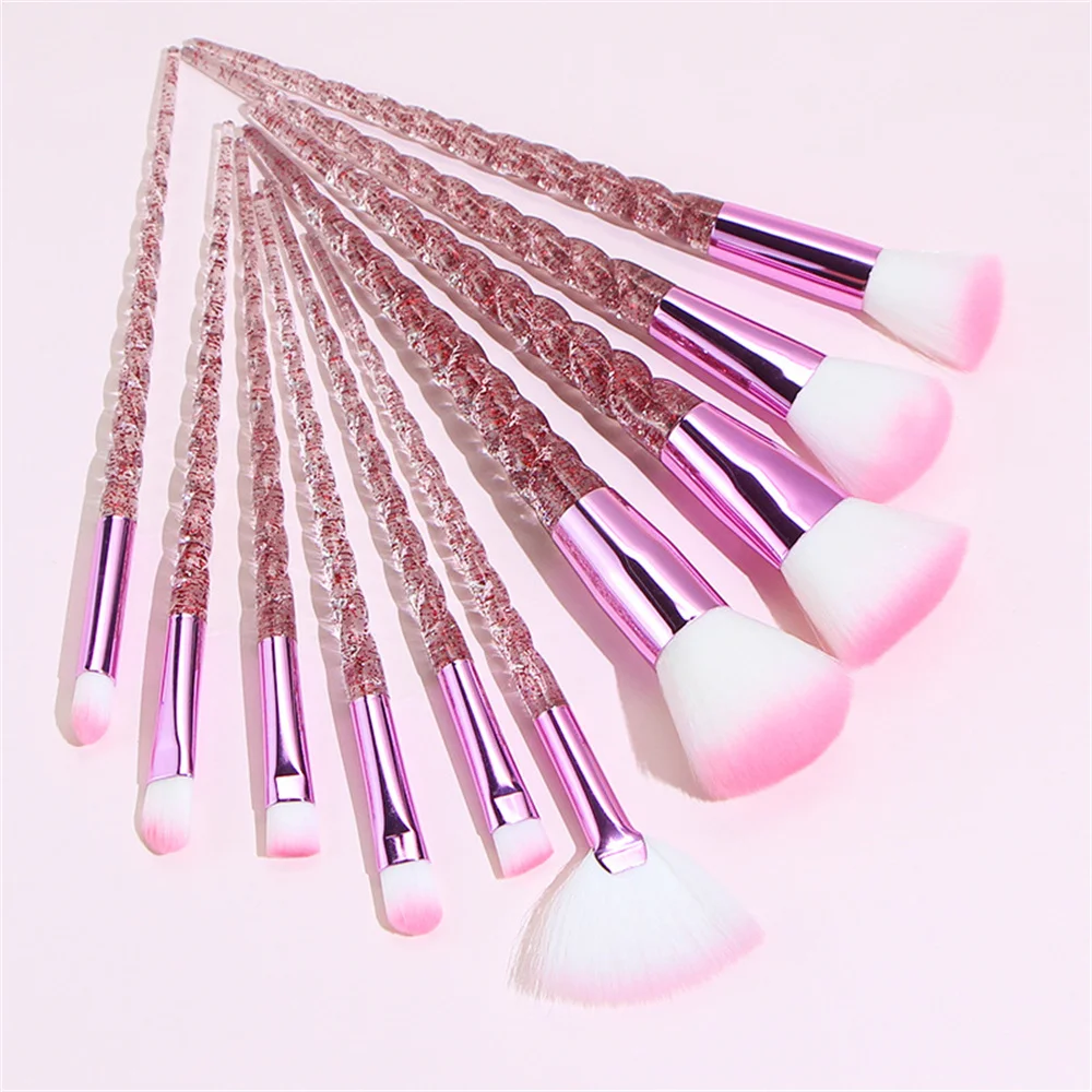 10pcs Makeup Brushes Set Glitter Shinng Crystal Cosmetic Beauty Powder Brush Concealer Eye Shadow Complete Makeup Kit Tool Women