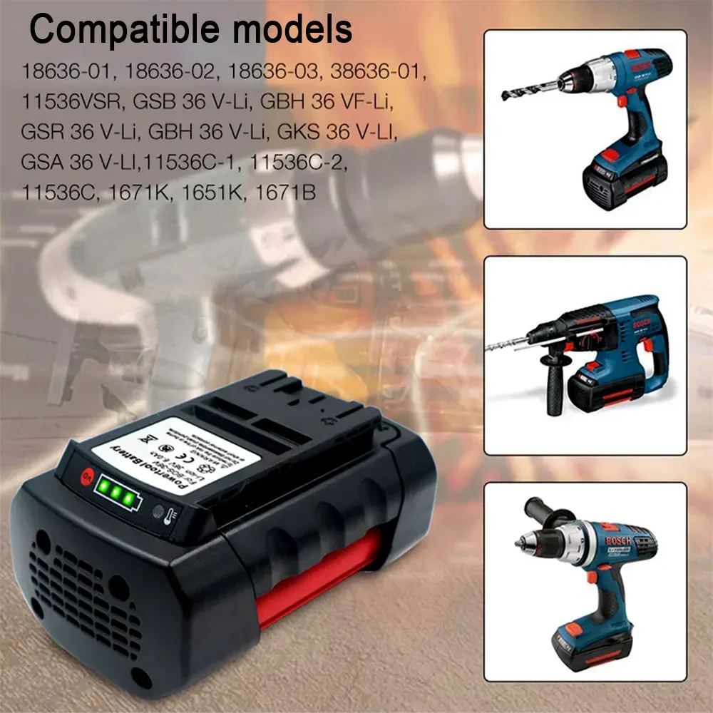 36V 8000mAh Li-ion Replacement Cordless Power Tools Battery for Bosch 8.0A BAT810 BAT840 2607336173 D70771 GBH 36V-LI 36VF-LI