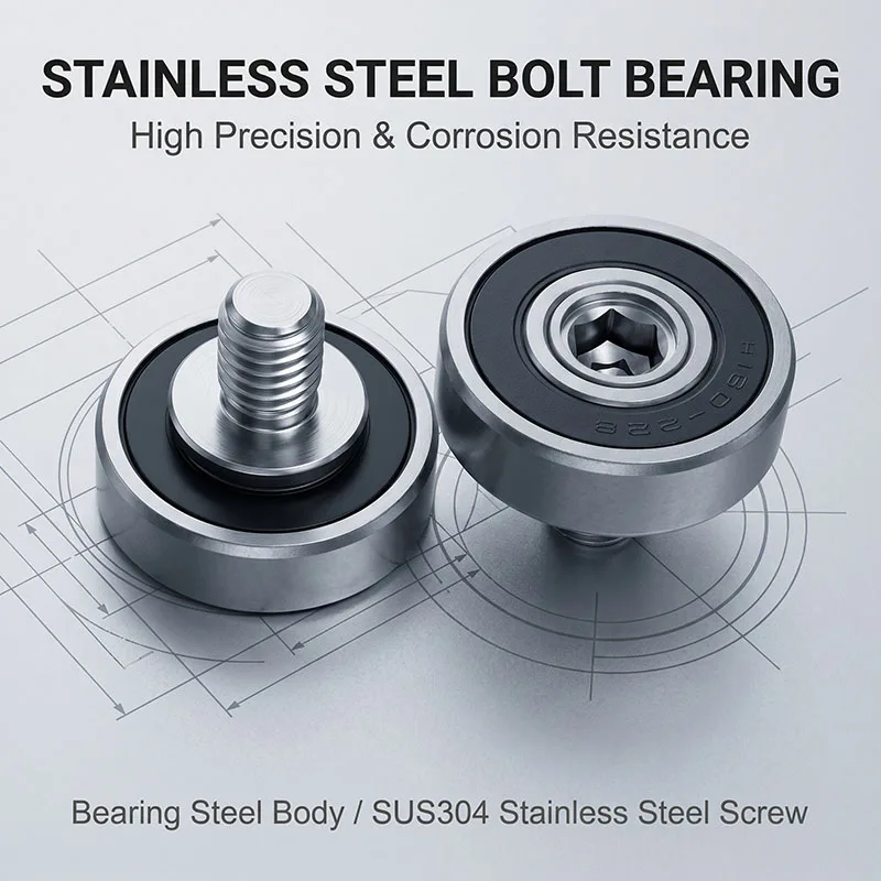 5pcs 6000RS External Thread Bearing Pulley 26mm Metal Screw Bearing Wheel JS600026-8C2L10M8 304C Stainless Thread Bolt Screw M8