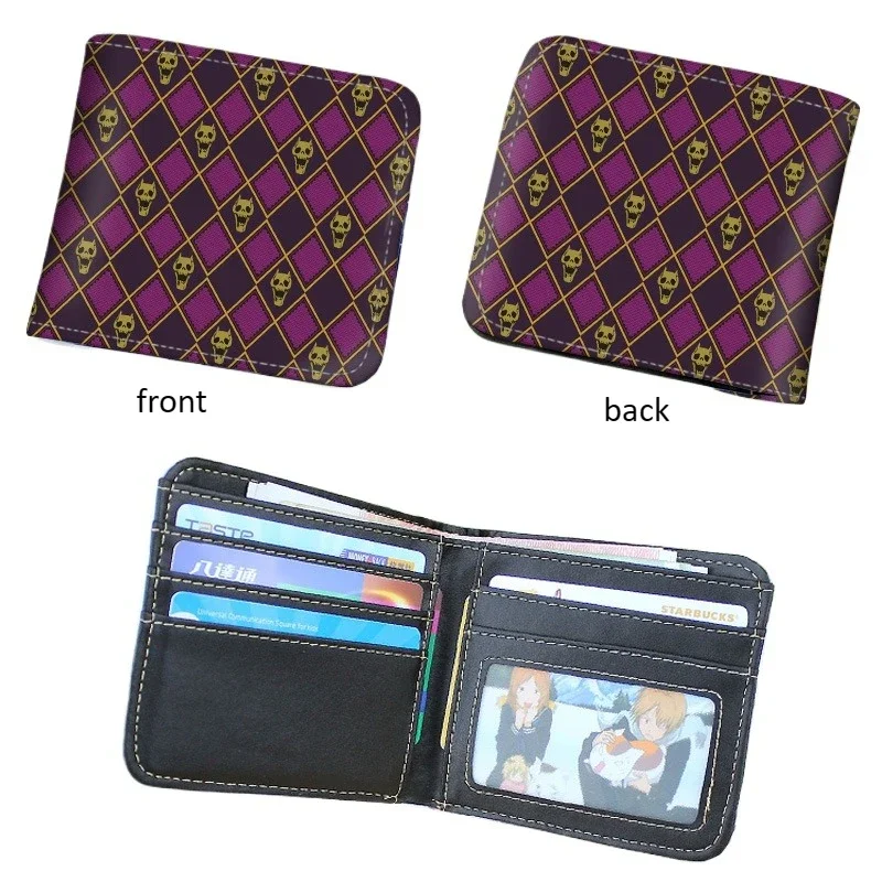 

JoJo's Bizarre Adventure Short PU Leather Anime Wallet Cartoon Jonathan/Joseph Joestar Folding Purse Gift for Manga Fans
