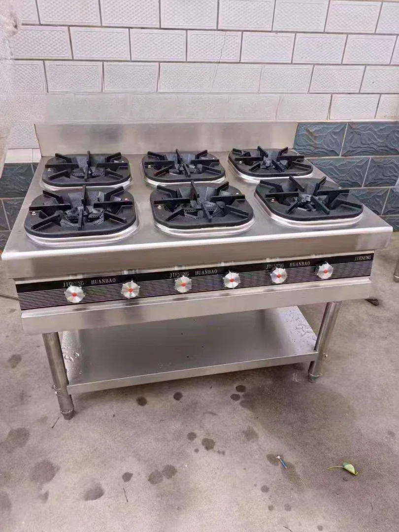 High Effective Commercial Industrial Kitchen Cooking Stainless Steel 6 Burners Freestanding Gas Stove