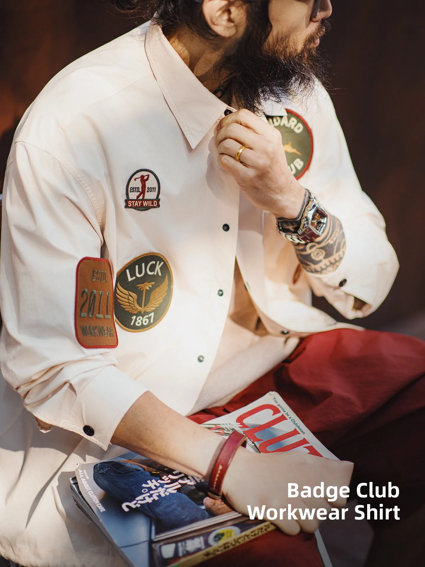 

Madden Workwear American Sle Long Sve irt Jaet Thin White ket Patchwork Men's Spring Casual Breathable Cotton