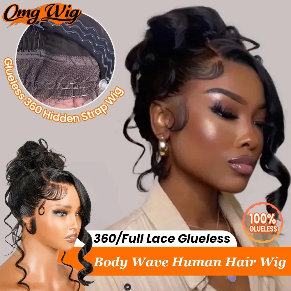 

360 Pre Cut Glueless Lace Side Part Body Wave Wig With Invisible Straps Full Lace Wave Human Hair Wig For Women