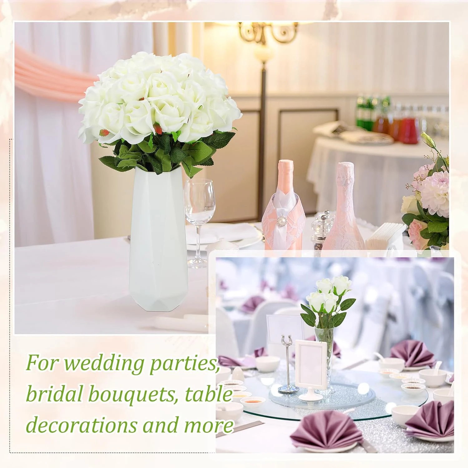 50 Stück Künstliche Blumen Seidenrosen Festival Heimdekoration Hochzeitskranz Brautstrauß Outdoor Garten DIY Geschenke Bogenbox – Detail 4