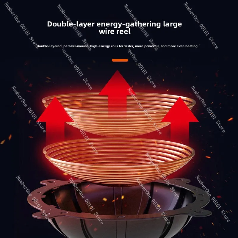 3500W High Power Concave Induction Cooker, Stainless Steel Body Household Wok-Type Electromagnetic Stove for Stir Frying