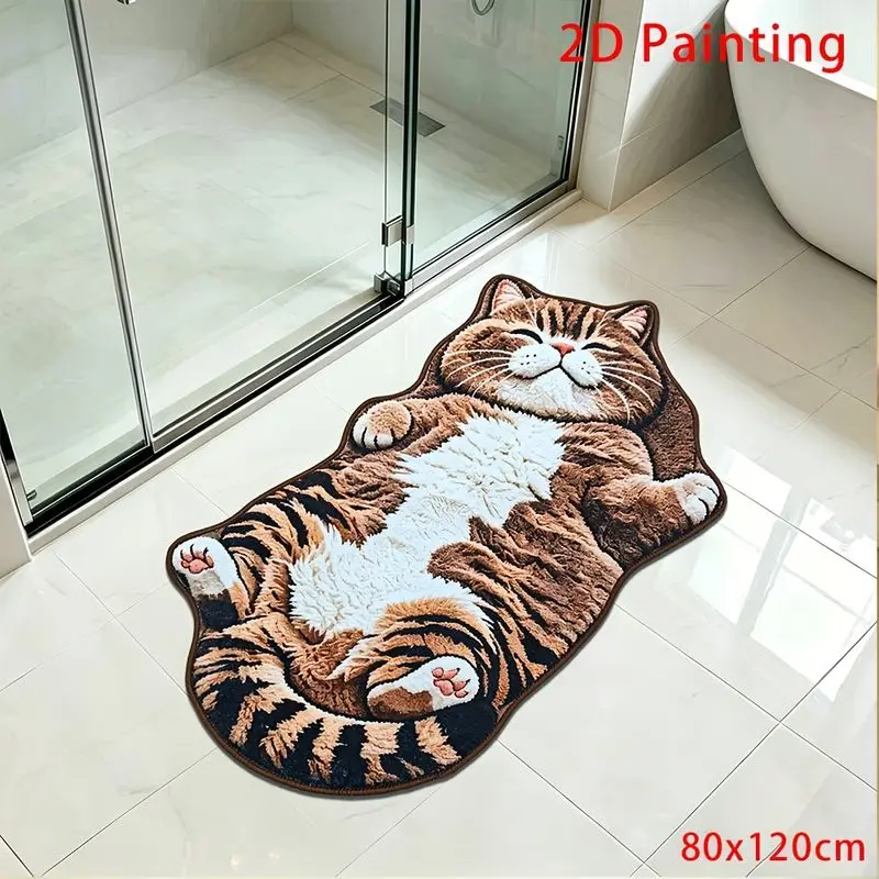 VIKAMA Lazy Tiger Spotted Fat Cat Alien Carpet Bedside Floor Mat Entrance Bathroom Living Room Cute Cartoon Home Floor Mat
