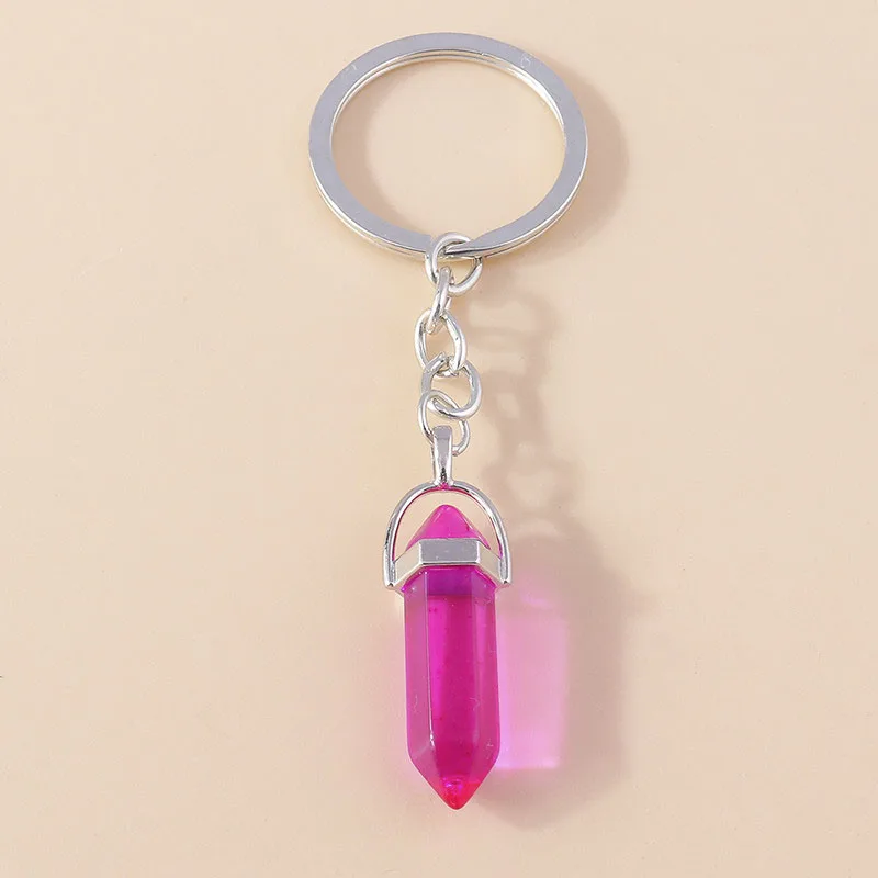 Aihua Neue Bunte Natürliche Sechseckige Kristallstein-Schlüsselanhänger Kugelförmiger Quarz-Kristall-Schlüsselring für Damen Handtaschen-Deko – Detail 10