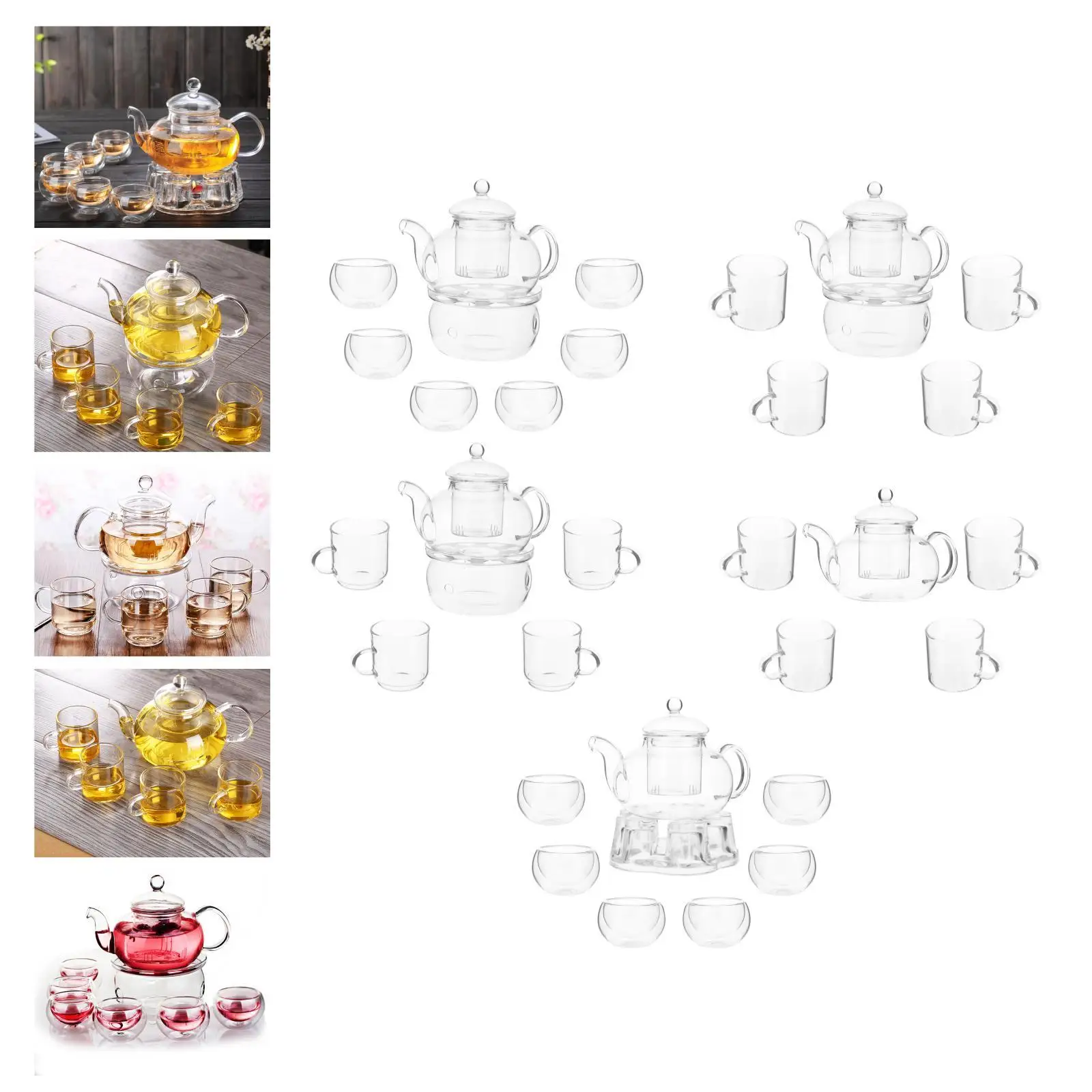 1 Set Teaware Set Borosilicate Glass Flower Heat Stabile Decor Filtering