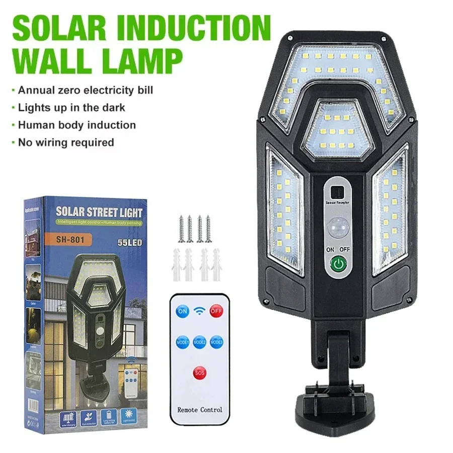 

Outdoor Solar Lamp Garden Sunlight Motion Sensor 8m Remote Control Solar Focus Wall Street Light Waterproof External Solar Lamp