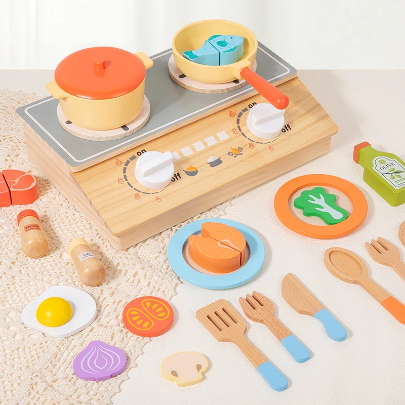 Kitchen play kitchen toys: Pretend cooking and food preparation practice coordination. Children develop skills while playing—sup