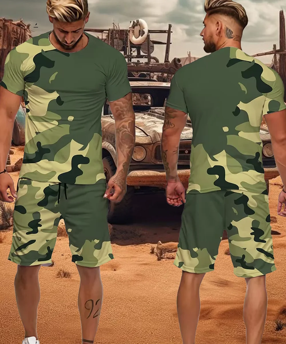 

Summer Men's T-Shirt Outdoor Running Short Sleeve Tops Loose and Comfortable Daily Casual T-Shirt Fashion Camouflage Pattern