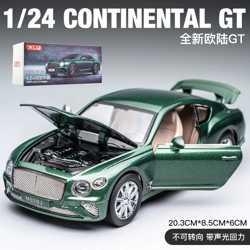 1:24 Bentley Continental GT simulação liga carro esportivo modelo coleção som e luz puxar para trás carro infantil brinquedo ornamentos