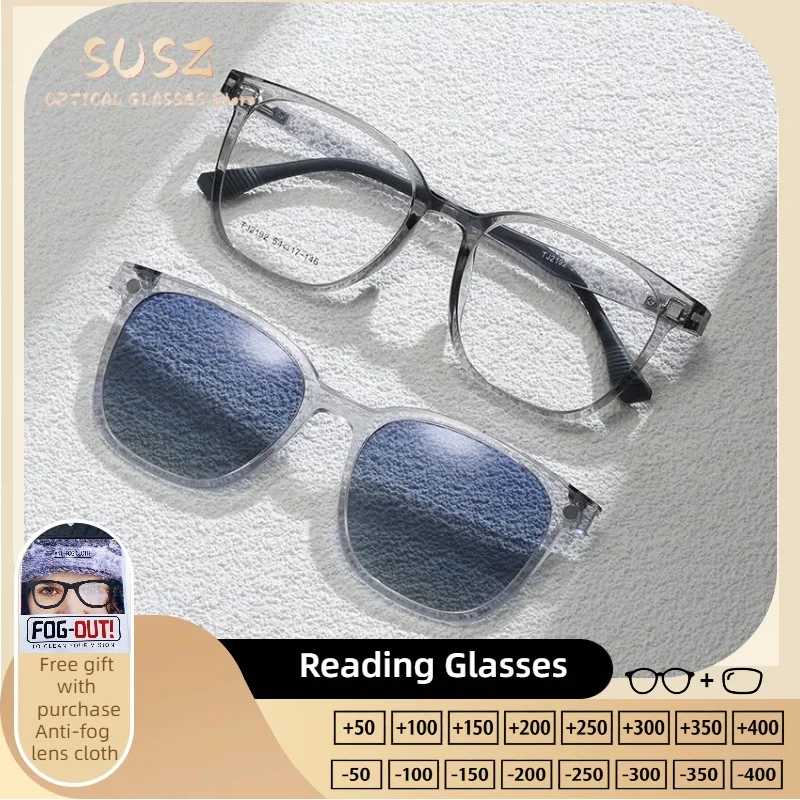 

SUSZ New Magnet Clip On Polarized Sunglasses Women Square Anti Blue Light Prescription Eyeware Myopia Driving Eyeglasses