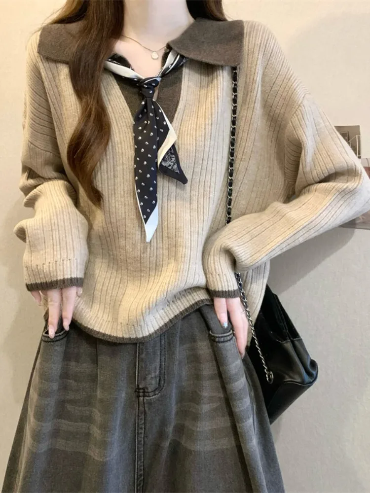 

Вязаный свитер с коротким воротником, женский осенне-зимний новый Sle, внутренняя одежда Base irt, можно носить на улице, корейский ленивый сле