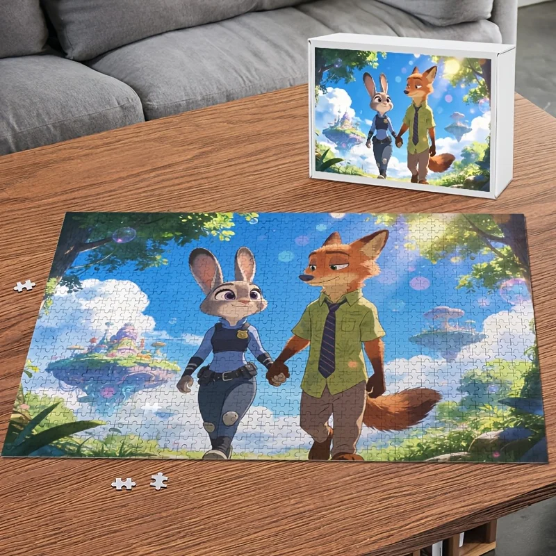 

1000pcs Disney Zootopia Judy Hopps and Nick Wilde Poster Puzzle | Family Entertainment, Adult Brain Teaser, Frameless, Suitabl