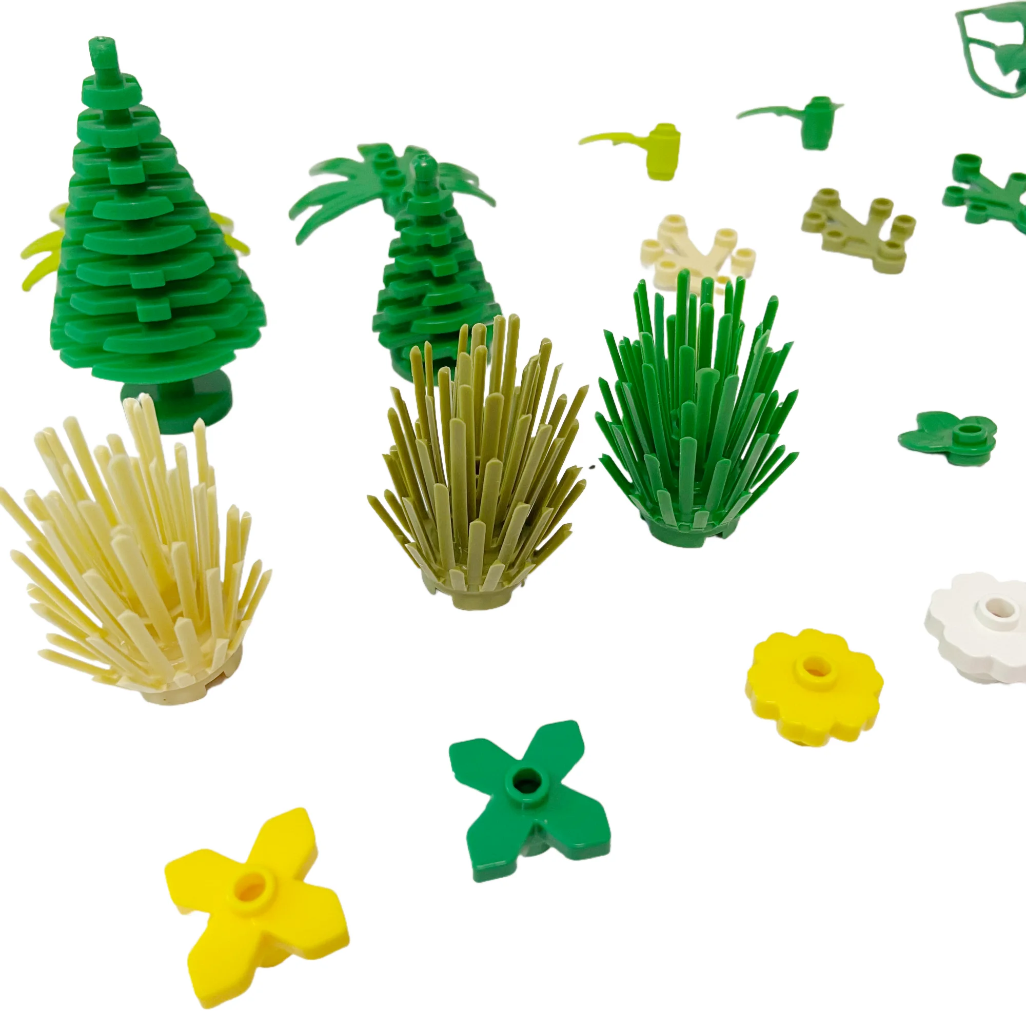 100g Plants Building Blocks DIY Toys Leaves Grasses Pine Trees Bamboo Flowers Multi-scene Construction Practical Accessories