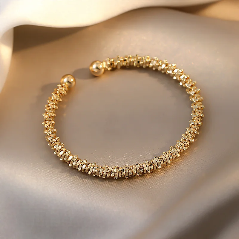 Gold Plated Copper Irregular Cuff Bangles Bracelets for Women Girls Trendy Retro Luxury Designs Free Size Ladies Jewellery