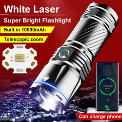 10000W Powerful LED Flashlight Tactical 9000M Long Range Spotlight USB-C Lantern Torch Waterproof Zoom Floodlight Powerbank Lamp