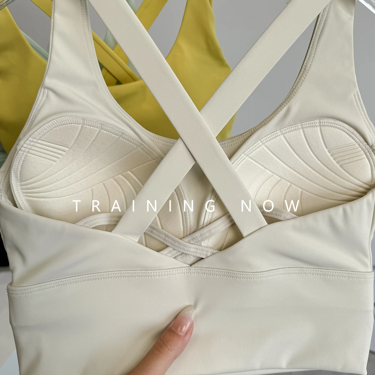 

Pilates yoga underwear shockproof gathering side breasts running sports bra cross beauty vest fitness bra women