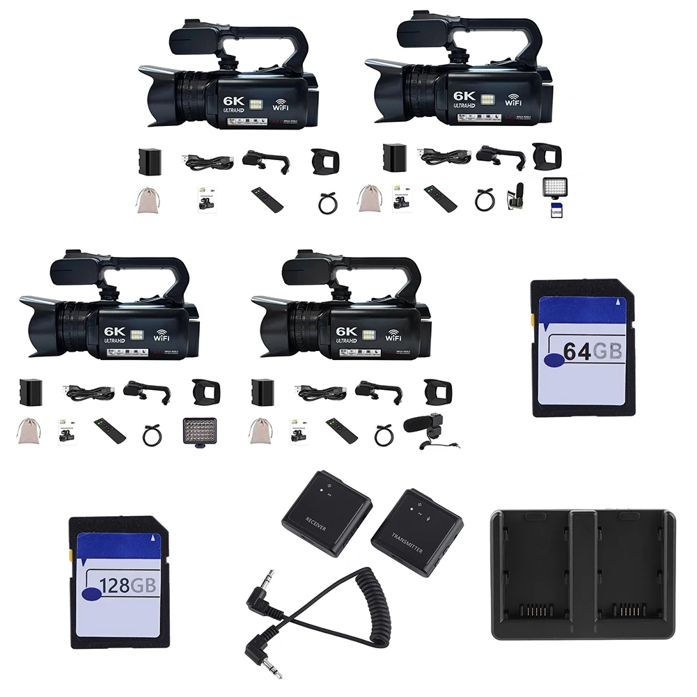 6K Digital Video Camera 64MP 4inch Touch Screen Camera Recorder 18x Digital Zoom Camcorder for YouTube Live Streaming Vlogging