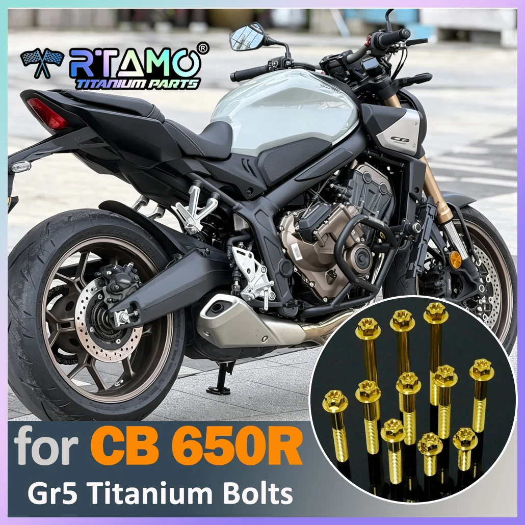 RTAMO Gr5 Titanium Bolt Footrest Screw Rear Brake Disc Bolts Fit for Honda CB 650R Motorcycle Modified
