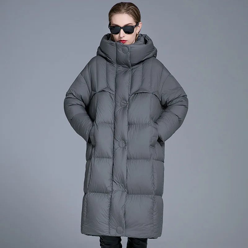 

2025 Winter New Women's Down Jacket Loose Commuting Windproof Hooded Fashion Duck Down Coat