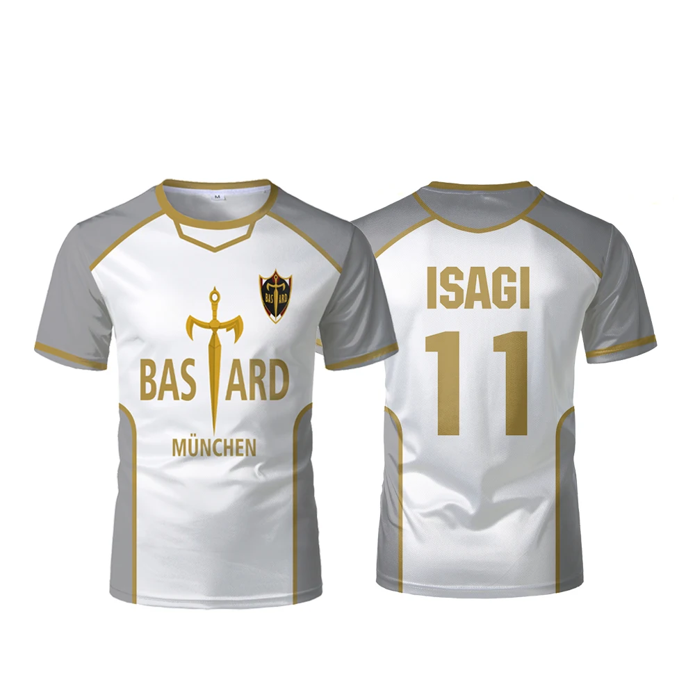 Blue Lock Anime Bastard München Jersey White Maillot Men's Football T-shirt Kaiser Isagi Cosplay Tops Breathable Sports Boy Tees image 2
