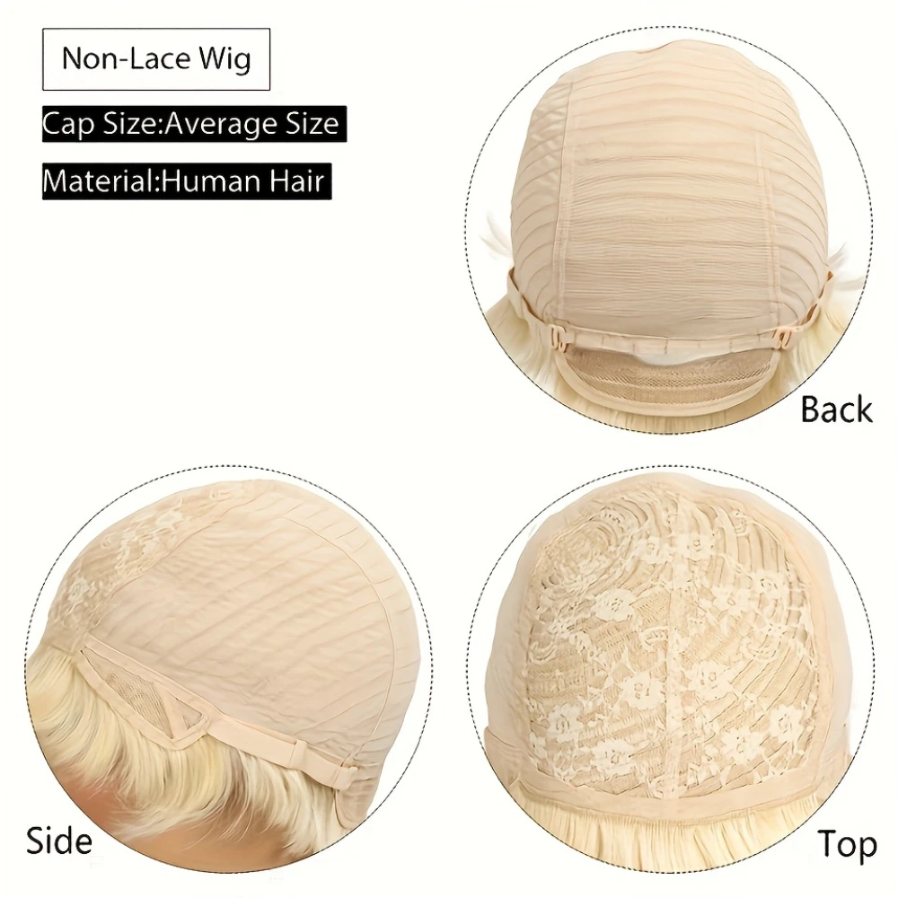 Wig Rambut Remy Warna Pirang 6 Inci 613 Wig Rambut Manusia Buatan Mesin Wig Rambut Manusia Potongan Pixie Lurus Pendek dengan Kepadatan 150%