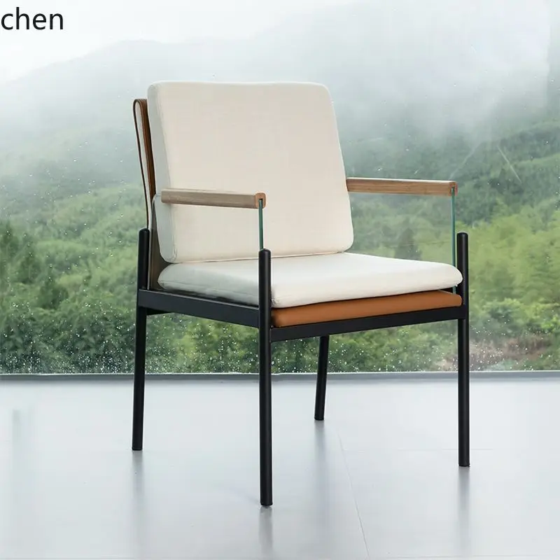 HT Dining Chair Minimalist Restaurant Chair Modern Master High-end Feel Home Study Comfortable Armrest Tea Chair
