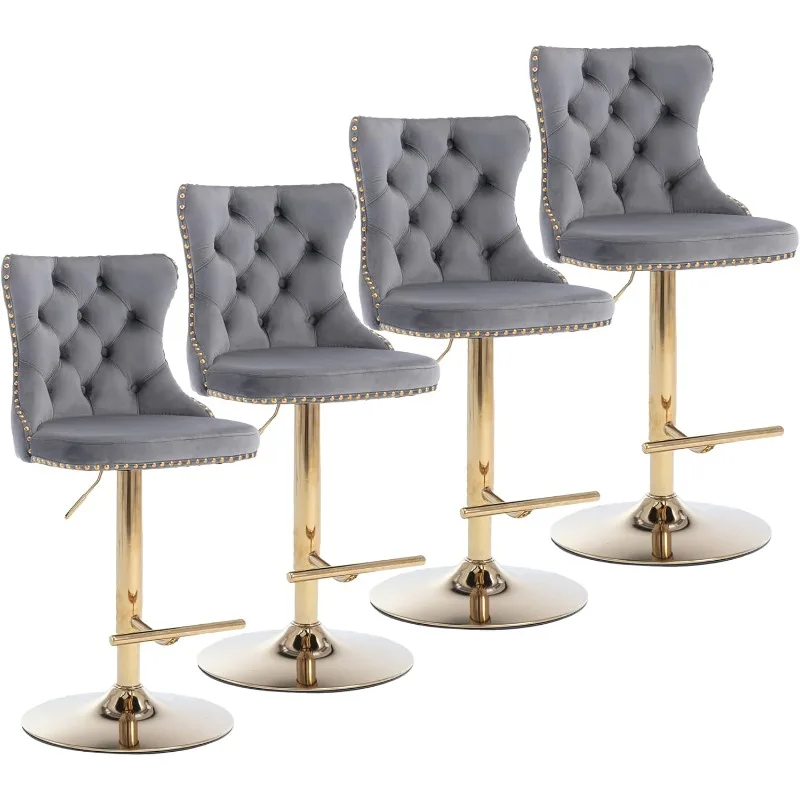 

Swivel Bar Stools Set of 2,Adjustable Barstools with Back Velvet Tufted Counter Stool Modern Upholstered Bar Chairs