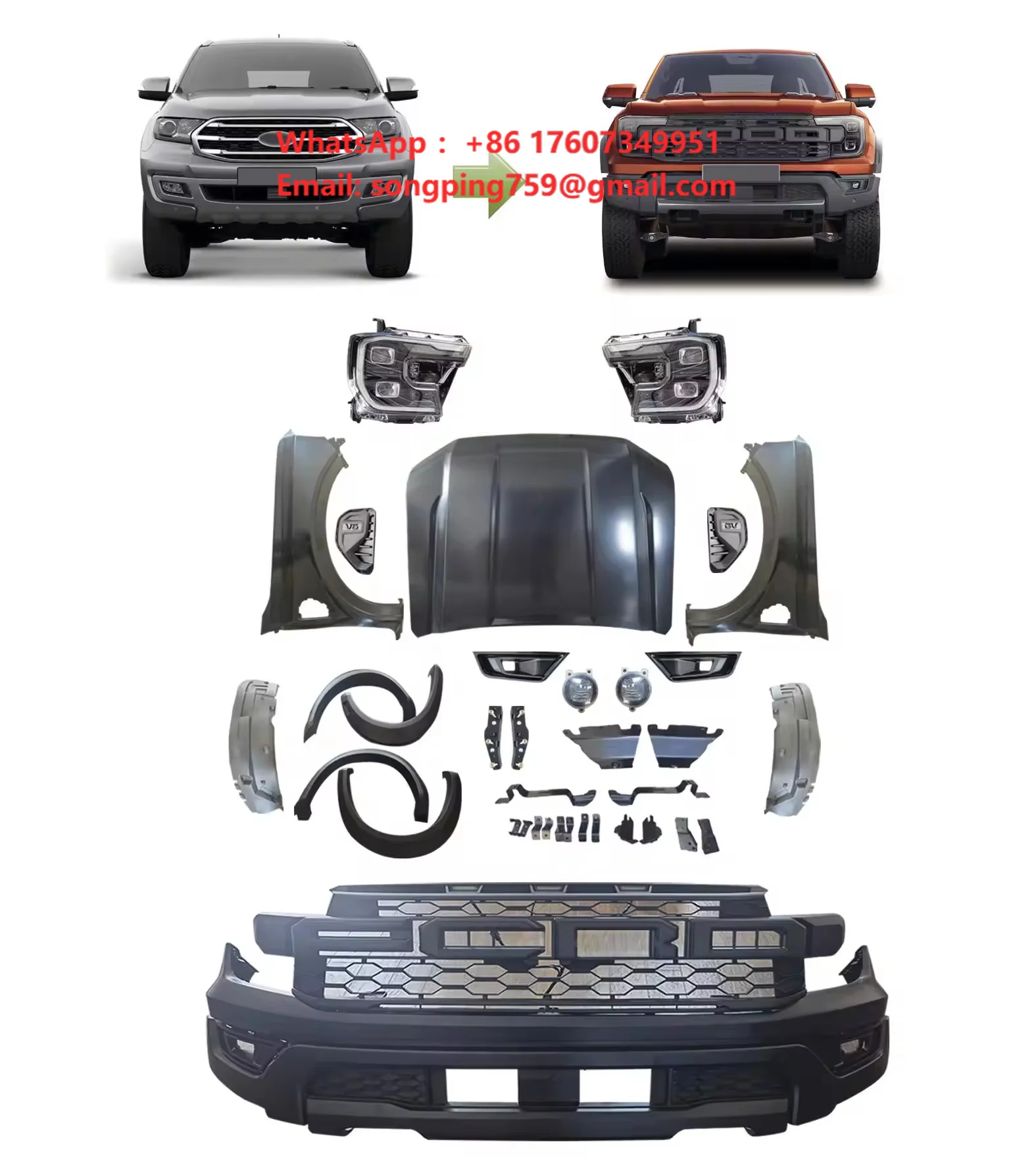 

New Product Conversion Kit Car Bumper Body Kits for Ford Everest 2016-2021 Upgrade to Raptor Body Kits