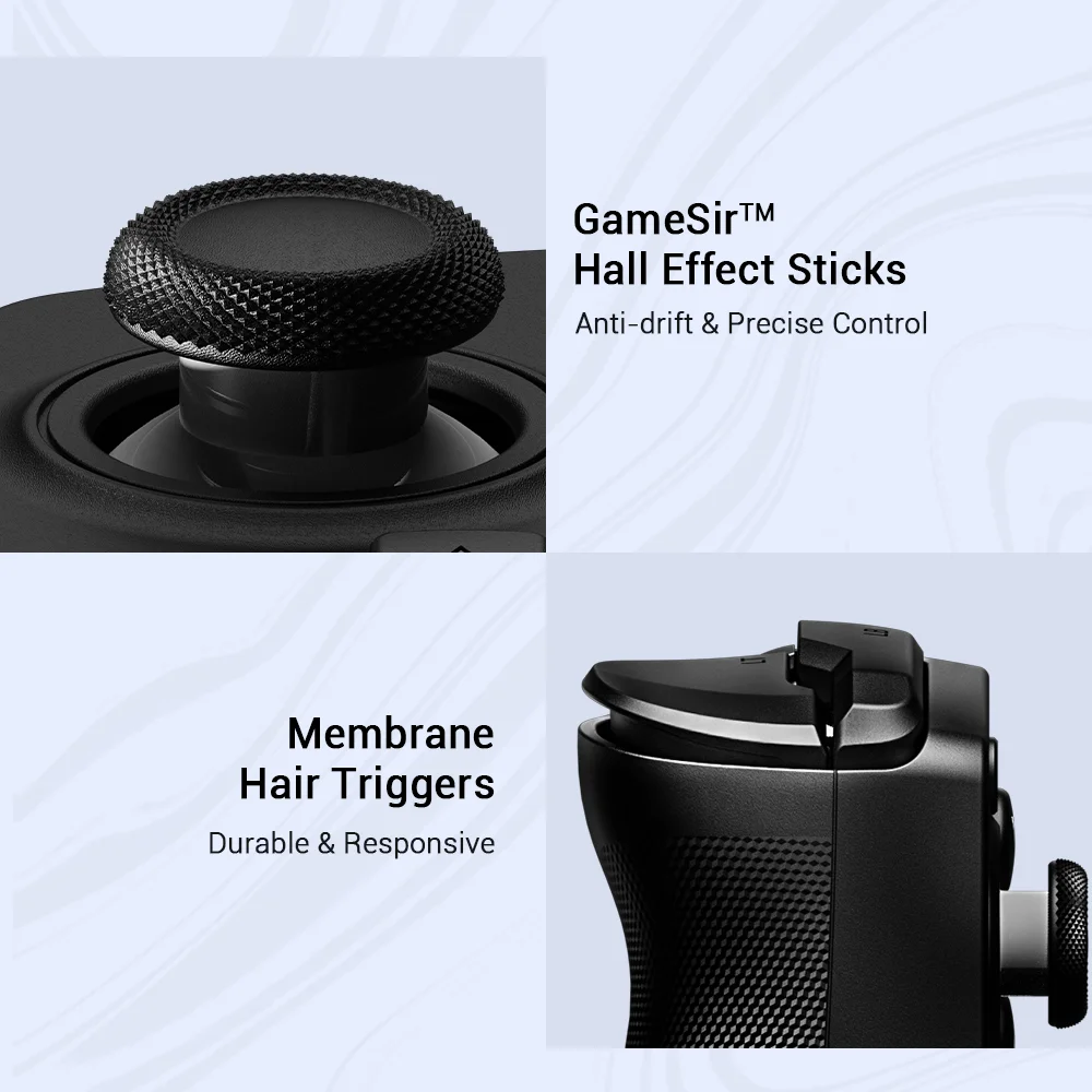 وحدة تحكم الألعاب المحمولة GameSir X5 Lite Type-C مع مشغلات الشعر الغشائية وعصي تأثير قاعة Gamesir لنظام IOS وAndroid