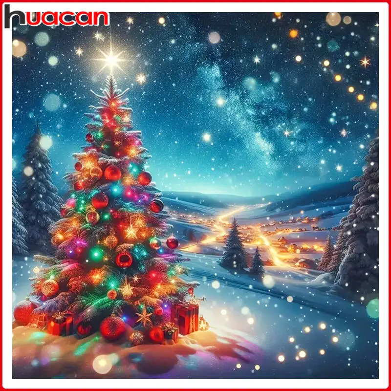 

Huacan Diamond Painting Tree Full Crystal Drill Diamond Mosaic Art Rhinestones Embroidery Gift Christmas Decoration 2025