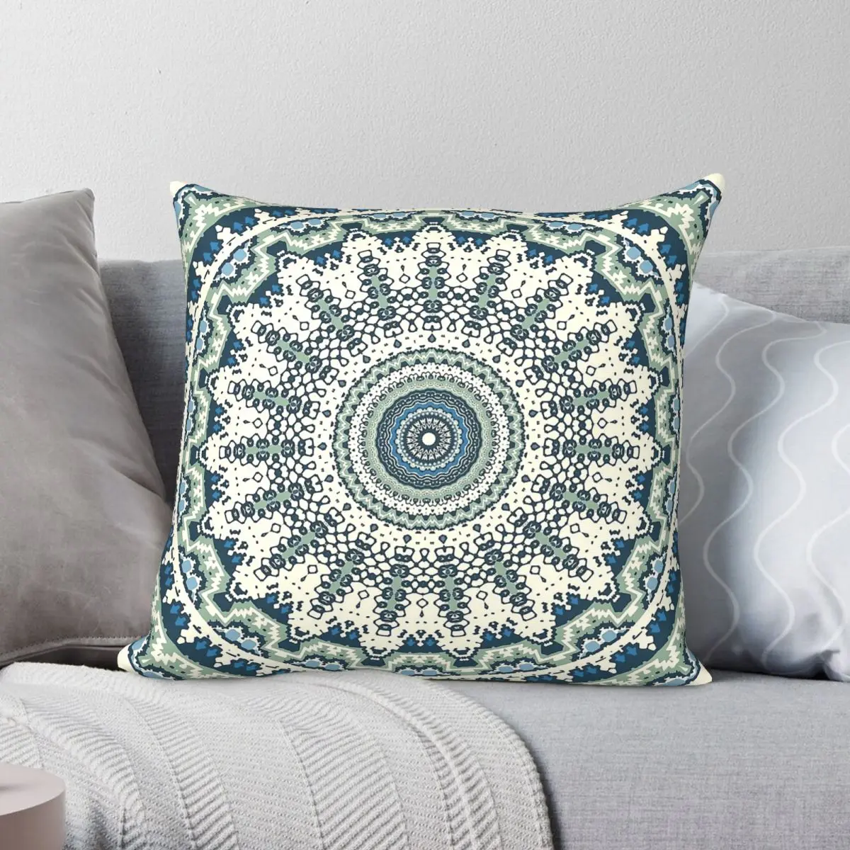 Boho Tribal Mandala Square Pillowcase Polyester Linen Velvet Printed Zip Decorative Home Cushion Cover