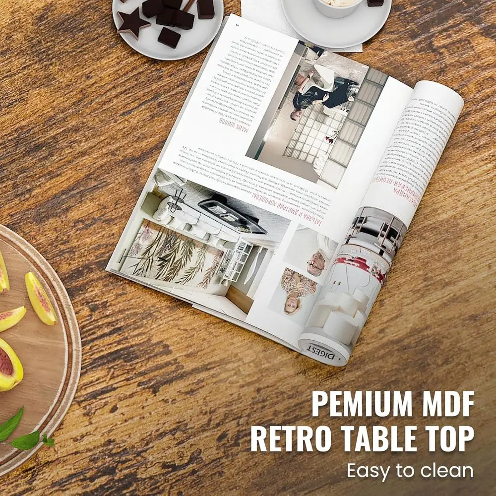 Round Coee Table and End Table Set o 3 with Storage, ern Vintage k Brown Coee Table and Side Table or Living Room, Oice, Aparent - view 6