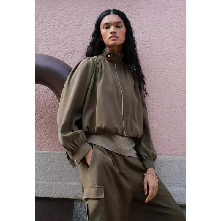 ZR Wind Bubble Hem Trousers Women's Fashion Workwear Set Tube Shape Outerwear Autumn Spring Summer Fall Seasonal Clothing