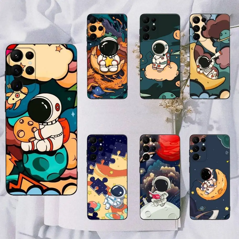 

Creative Planet Astronauts Phone Case For Samsung Galaxy A13,A21s,A22,A31,A32,A52,A53,A71,A80,Soft Black Shell