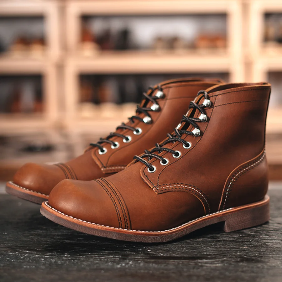 

Мужские рабочие ботинки 8, высокие ботинки из воловьей кожи в стиле ретро, мотоциклетные ботинки Ame Kaji Faionable ort длиной до икры