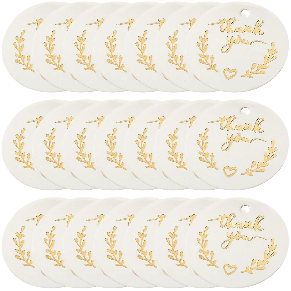 100 Pcs Bronzing Thank You Tag Round Labels Gift for Thanksgiving Creative Birthdays Tags DIY