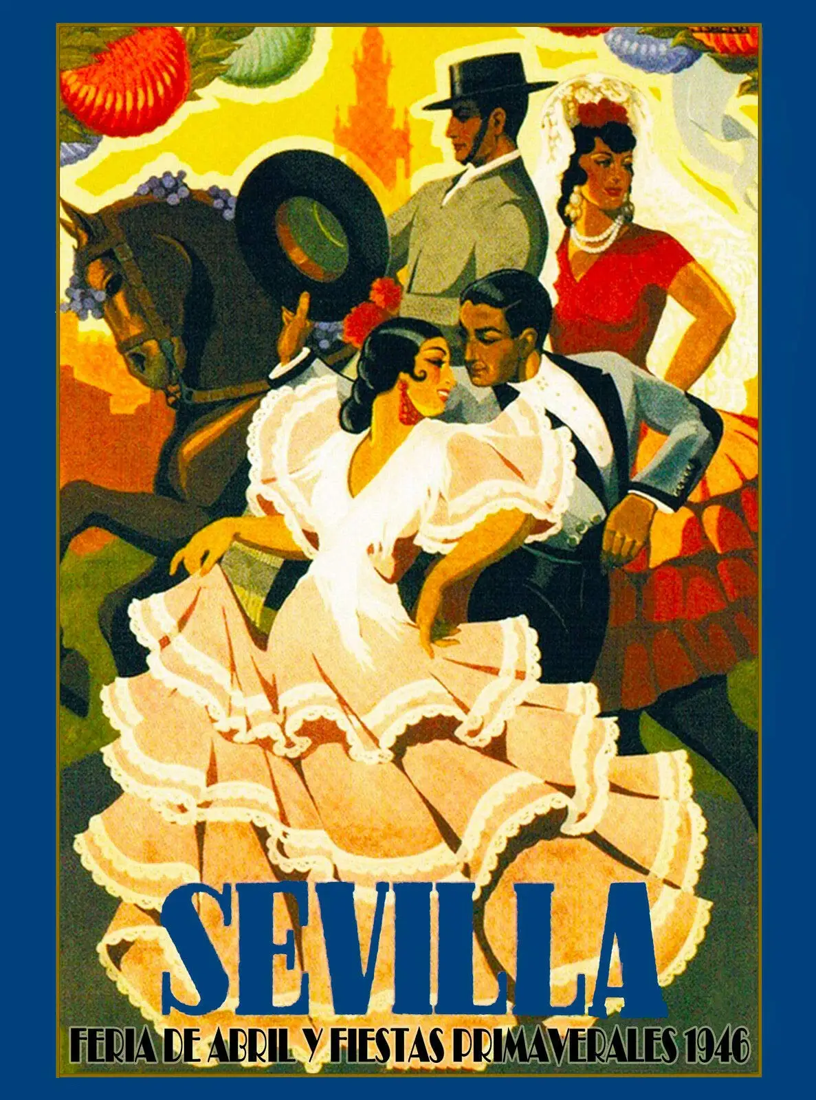 TYmall Metal Sign Wall Plaque 1946 Sevilla Seville Spain Europe European Vintage Travel Advertisement Art Decor House Home Tin S