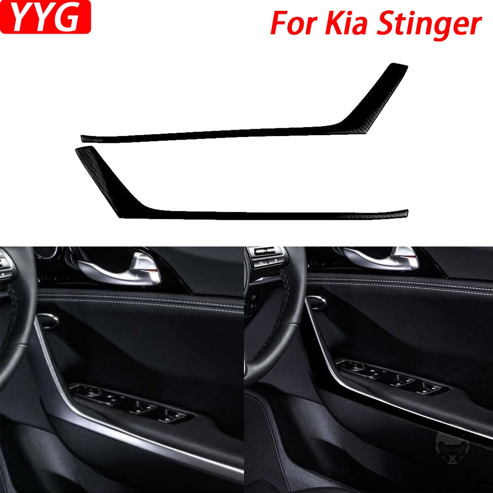 For Kia Stinger 2019-2023 Piano Black Door Inner Handle Panel Decorative Cover Interior Decoration Car Accessories Sticker