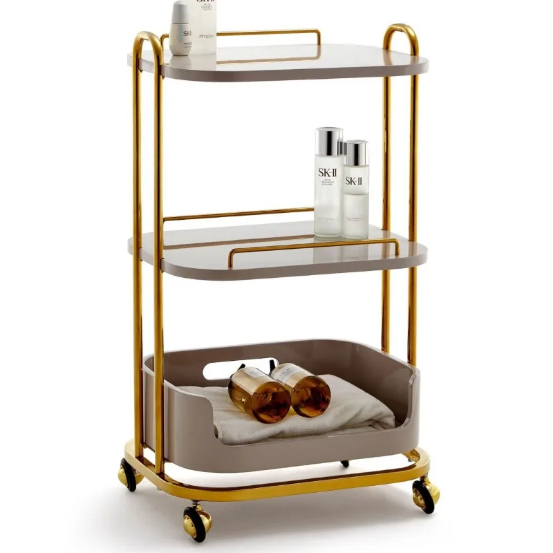 Beauty salon special high-end storage mobile tool cart, multi-functional nail art embroidery storage three-layer mobile rack