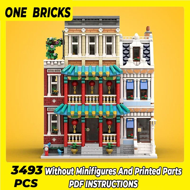 Moc Building Bricks City Street View Model Chinese Restaurant Technology Modular Block Gifts Toys For Children DIY Sets Assembly