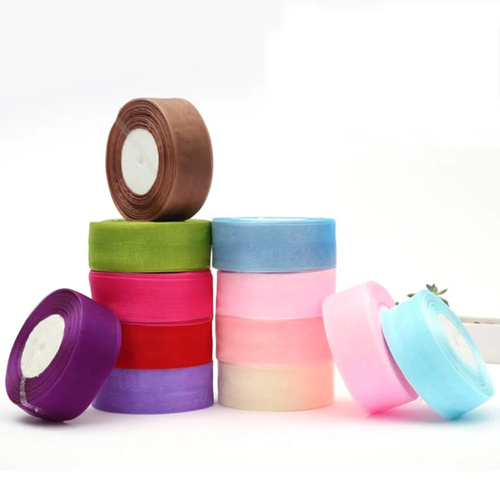 

5 Rolls 40MM 1-1/2'' 50 Yards/roll Sheer Chiffon Ribbon Organza Ribbon for Wrapping Deco Valentine's Day Wedding Bouquet Garland