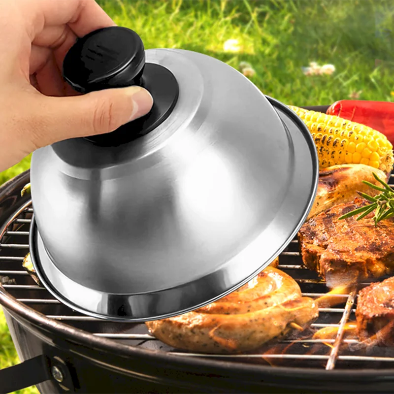 Griddle  Cover Stainless Steel Splash-proof Insulated Cooking Lid, Suitable for Frying Eggs and Pancakes BBQ Cover