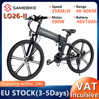 Samebike LO26-II Electric Bike 48V10Ah 500W Motor 35KM/H Speed Outdoor Folding Mountain Bicycle 40-80KM Range E-Bike EU Stock