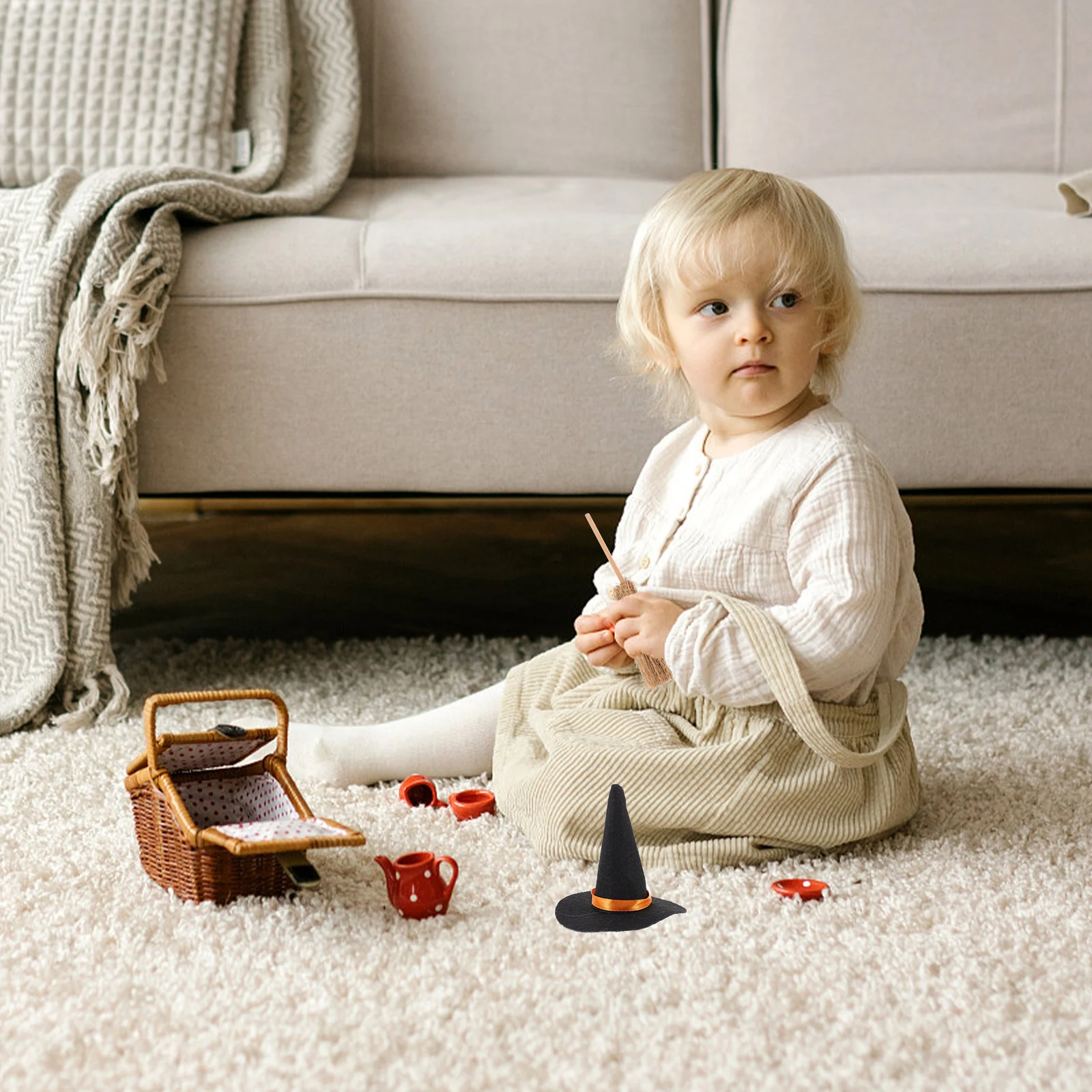 

Hat Small to Tinker Hexenhut Decoration Halloween Little Broom Hexenbesen Children Magician