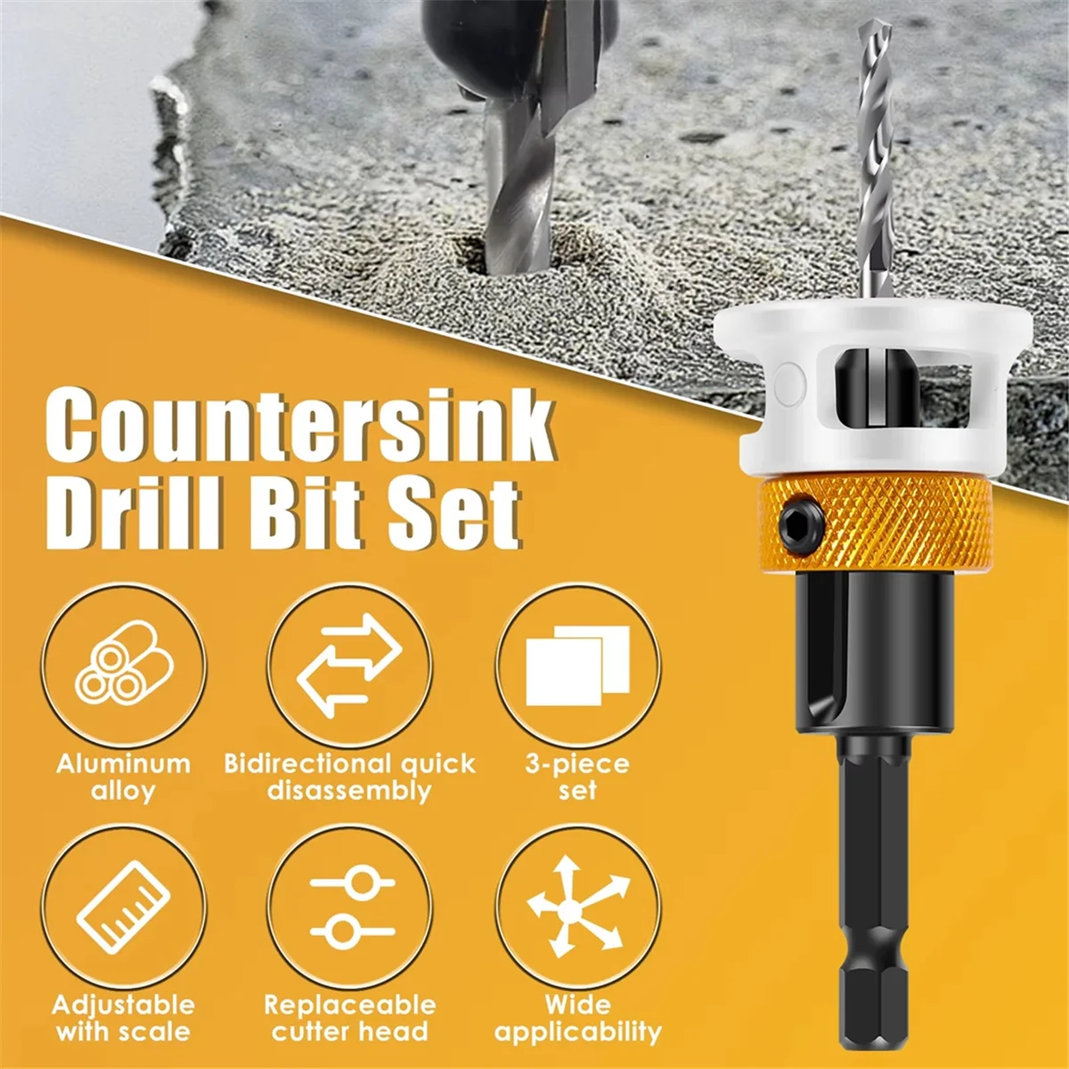 

Новое поступление, набор сверл с зенковкой и регулируемой глубиной, быстросменное сверло с зенковкой и сменными сверлами